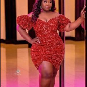Kingdom Fashion “Kayla” Plus size Formal Dress Red Sequin